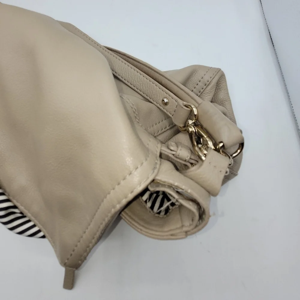 Kate Spade Boerum Place Devin Pebbled‎ Beige Leather Satchel Crossbody Bag